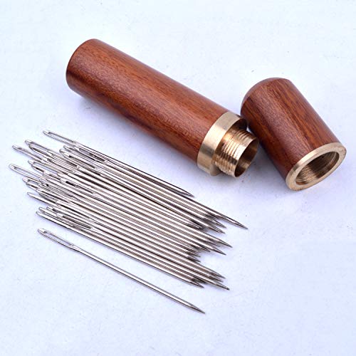 Jdesun Wooden Needle Case with 40 Pieces Large-Eye Stitching Needl...