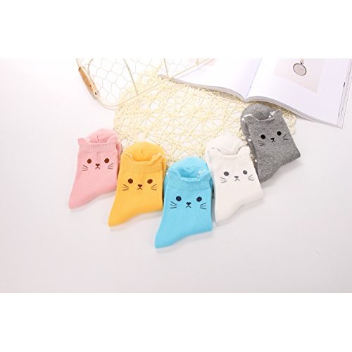 5 Pairs Womens Fun Socks Cute Cat Animals Funny Funky Novelty Cot...