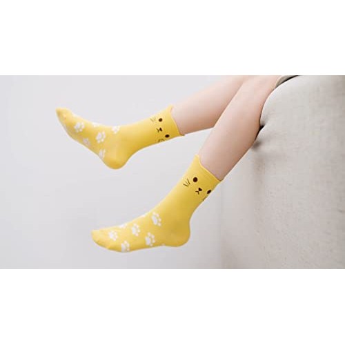 5 Pairs Womens Fun Socks Cute Cat Animals Funny Funky Novelty Cot...