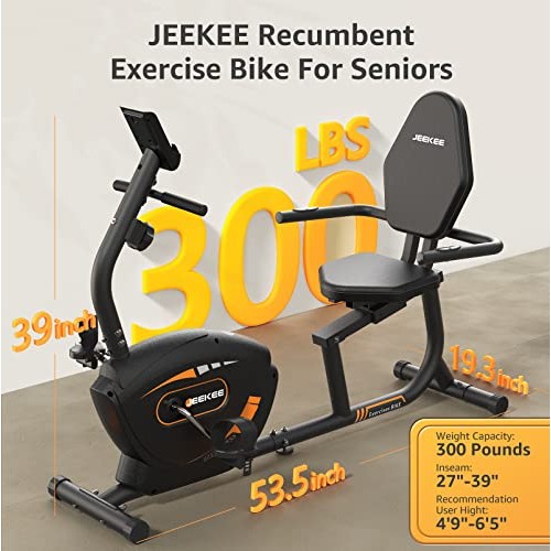 JEEKEE Recumbent Exercise Bike for Adults Seniors - Indoor Magneti...