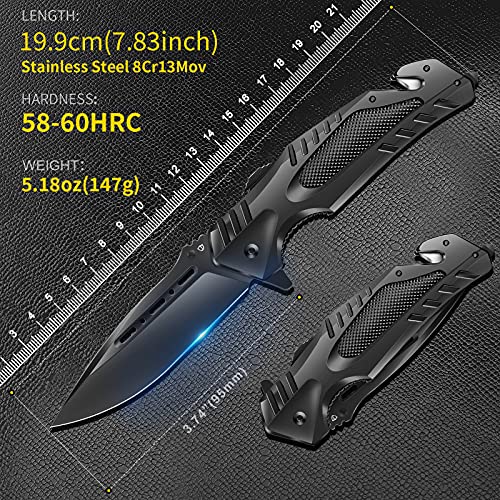 Jellas 8Cr13Mov Pocket Knife - Folding Knife Spring-assisted Knife...