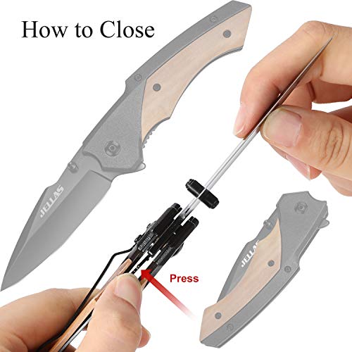 Jellas Pocket Folding Knife for Men with Olive Wood Handle - Tacti...