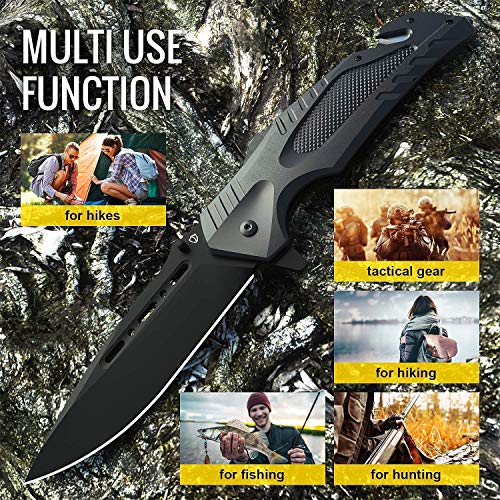 Spring Assisted Knife, Jellas Pocket Folding Knife for Men, 8Cr13M...