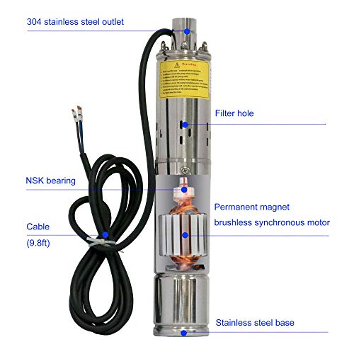 JENENSERIES Pump 270W DC 24V Solar Water Pumps, Max head 262ft,7.9...