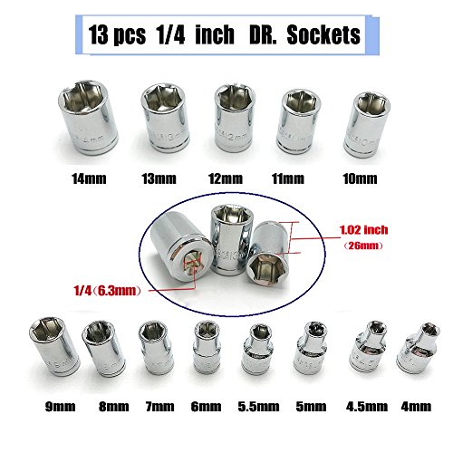 JENLEY 1/4-Inch Drive Socket Ratchet Wrench Socket Bit Combination...