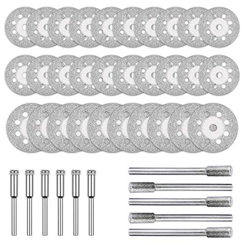 Diamond Cutting Wheels + Burs For Dremel Rotary Tool Glass Stone T...