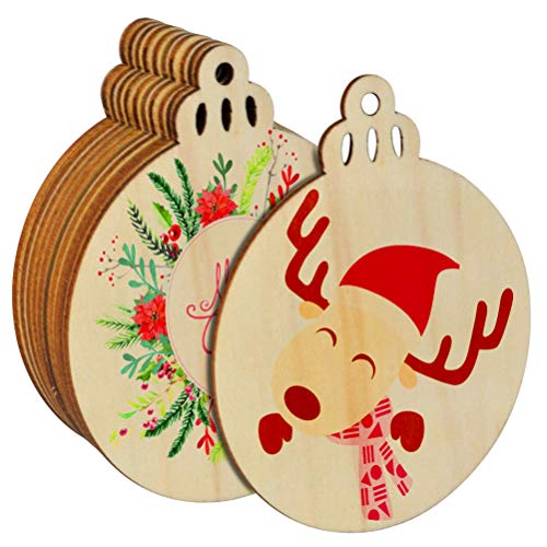 Christmas Wooden Ornaments, Jerbro 60pcs Unfinished Wood Pieces wi...