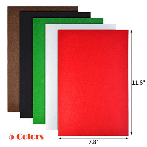 Felt Fabric Sheets for Christmas, Jerbro12pcs 5 Colors Craft Felt ...
