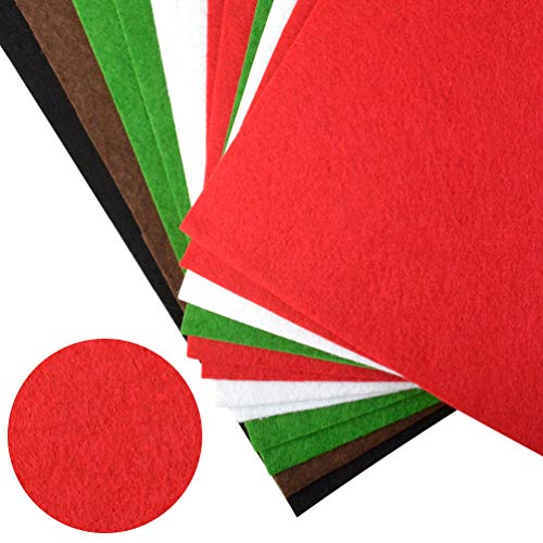 Felt Fabric Sheets for Christmas, Jerbro12pcs 5 Colors Craft Felt ...
