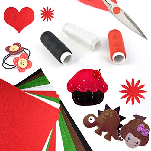 Felt Fabric Sheets for Christmas, Jerbro12pcs 5 Colors Craft Felt ...