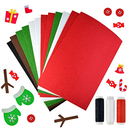 Felt Fabric Sheets for Christmas, Jerbro12pcs 5 Colors Craft Felt ...