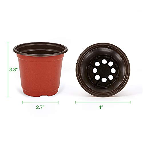 JERIA 100-Pack 4 Inch Plastic Plant Nursery Pots Come with 100 Pcs...