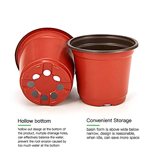 JERIA 100-Pack 4 Inch Plastic Plant Nursery Pots Come with 100 Pcs...