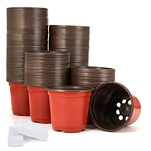 JERIA 100-Pack 4 Inch Plastic Plant Nursery Pots Come with 100 Pcs...