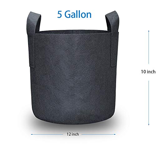 JERIA 12-Pack 5 Gallon, Vegetable/Flower/Plant Grow Bags, Aeration...
