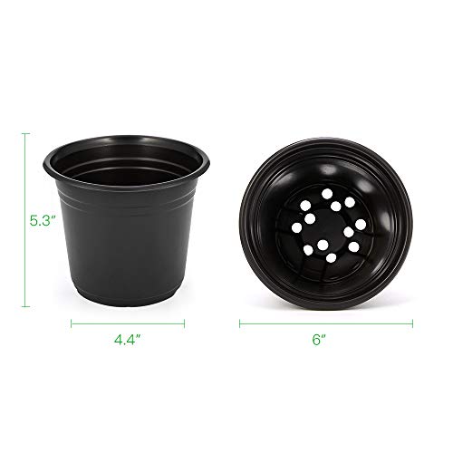 JERIA 50-Pack 0.5 Gallon Plastic Plant Nursery Pots wits 50 Pcs Pl...