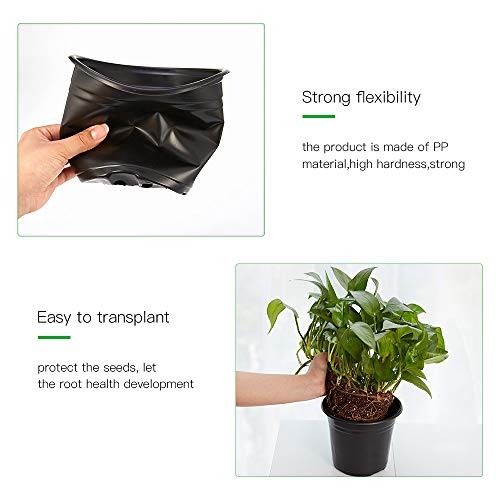 JERIA 50-Pack 0.5 Gallon Plastic Plant Nursery Pots wits 50 Pcs Pl...