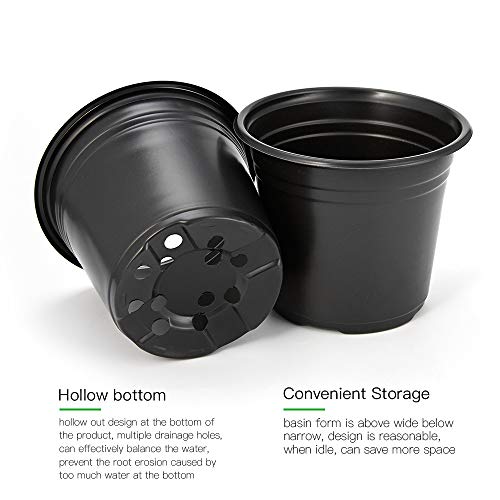 JERIA 50-Pack 0.5 Gallon Plastic Plant Nursery Pots wits 50 Pcs Pl...