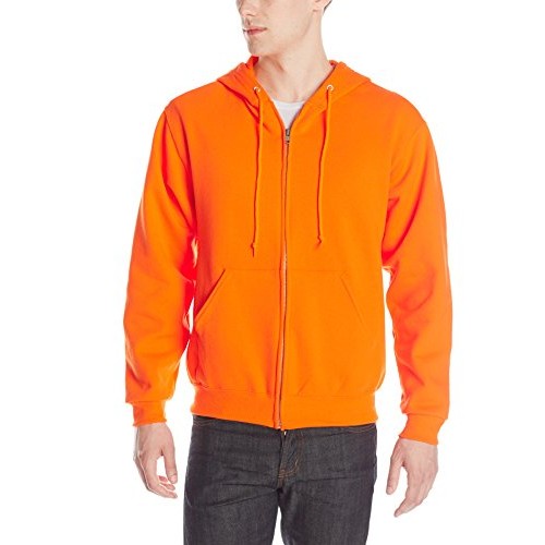 Jerzees Mens Fleece Full Zip Hoodie, Safety Orange, 2X