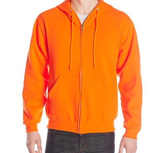 Jerzees Mens Fleece Full Zip Hoodie, Safety Orange, 2X