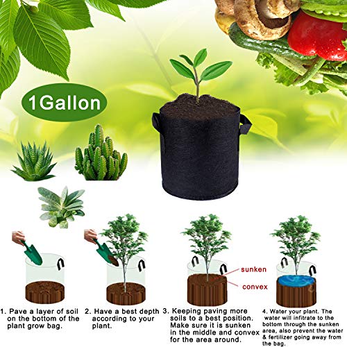 12-Pack 1 Gallon Plant Grow Bags Thick Aeration Non Woven Fabric F...