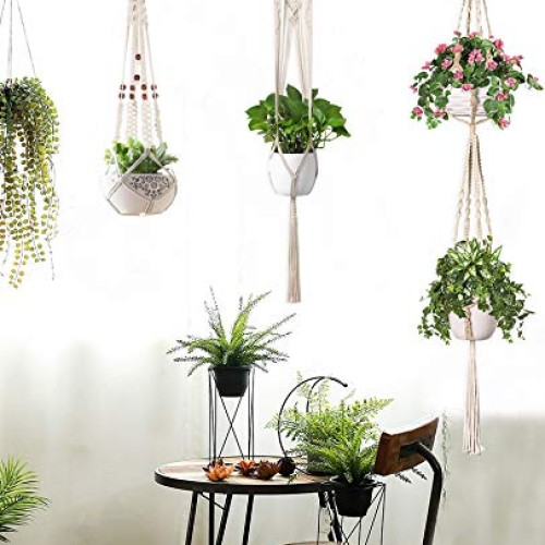 5-Pack Macrame Plant Hangers w/ 5 Hooks, Different Tiers, Handmade...