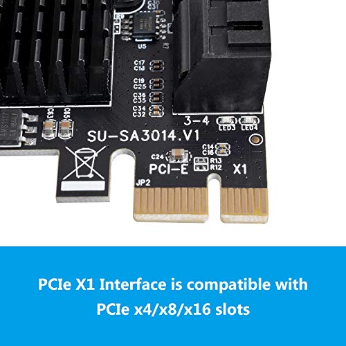 SATA Card 4 Port with 4 SATA Cables, 6 Gbps SATA 3.0 Controller PC...