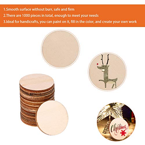 1000 Pieces Unfinished Wood Slices Round Disc Circle Wood Pieces W...