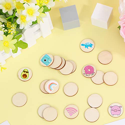 1000 Pieces Unfinished Wood Slices Round Disc Circle Wood Pieces W...