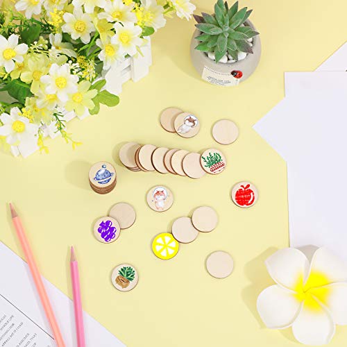 1000 Pieces Unfinished Wood Slices Round Disc Circle Wood Pieces W...