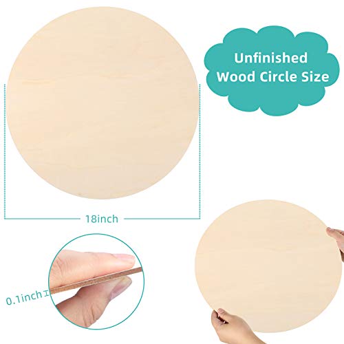 18 Inch Round Wood Circles Unfinished Wood Circles for Crafts, Doo...