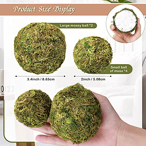 18 Pcs Green Moss Decorative Balls Wicker Rattan Cord Balls Set, V...
