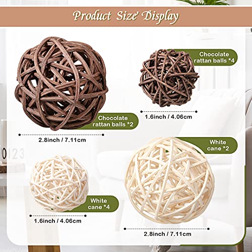 18 Pcs Green Moss Decorative Balls Wicker Rattan Cord Balls Set, V...