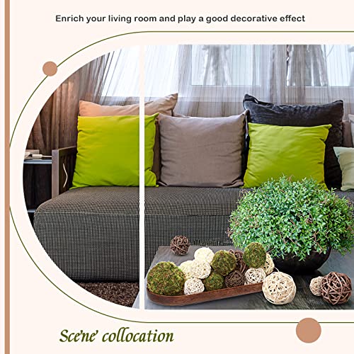 18 Pcs Green Moss Decorative Balls Wicker Rattan Cord Balls Set, V...