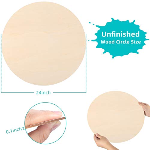 24 Inch Round Wood Circles Unfinished Round Wood Cutouts for Craft...