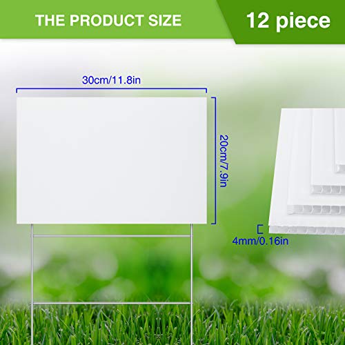 Jetec 24 Pieces Blank Yard Signs with H-Stakes 12 x 8 Inches Plast...