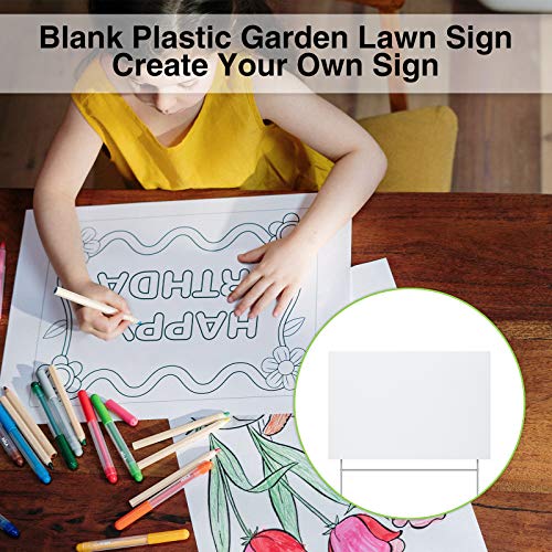 Jetec 24 Pieces Blank Yard Signs with H-Stakes 12 x 8 Inches Plast...
