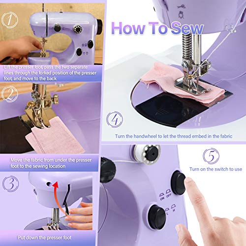 Jeteven Mini Electric Sewing Machine, Portable Household Sewing Ma...