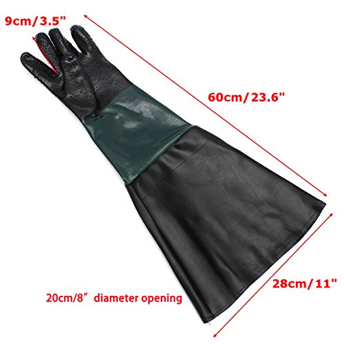 Jewboer 23.6 Rubber Sandblasting Sandblaster Gloves for Sandblast...