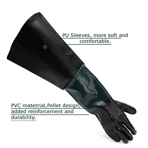 Jewboer 23.6 Rubber Sandblasting Sandblaster Gloves for Sandblast...