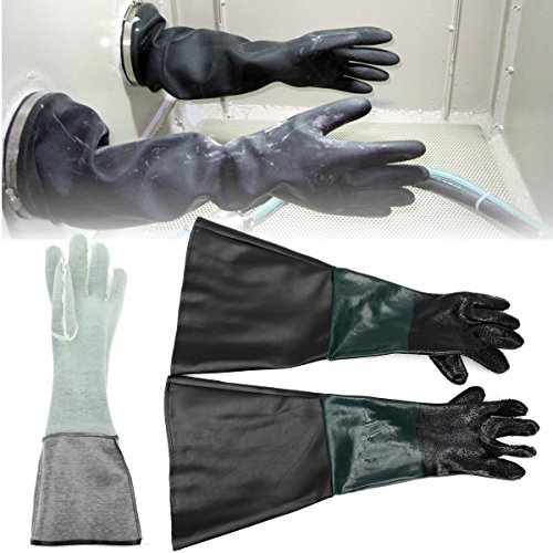Jewboer 23.6 Rubber Sandblasting Sandblaster Gloves for Sandblast...