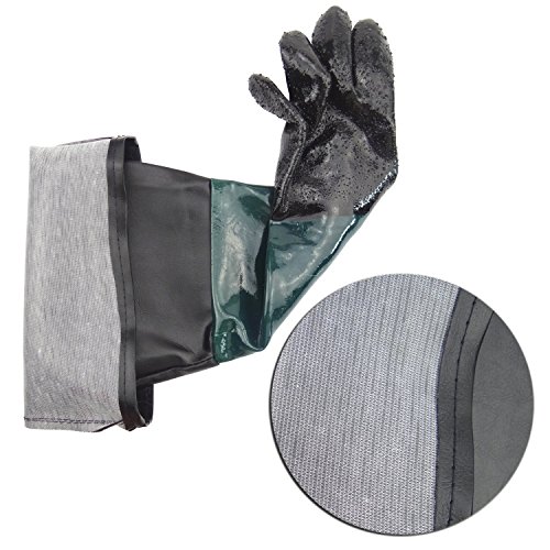 Jewboer 23.6 Rubber Sandblasting Sandblaster Gloves for Sandblast...