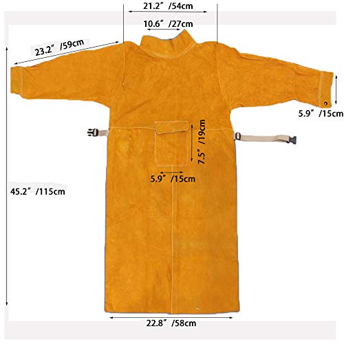 Jewboer Leather Welding Apron Jacket Anti-scald Work Apron Heavy D...