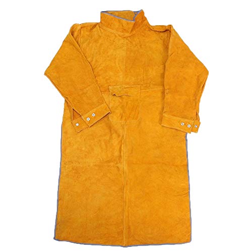 Jewboer Leather Welding Apron Jacket Anti-scald Work Apron Heavy D...