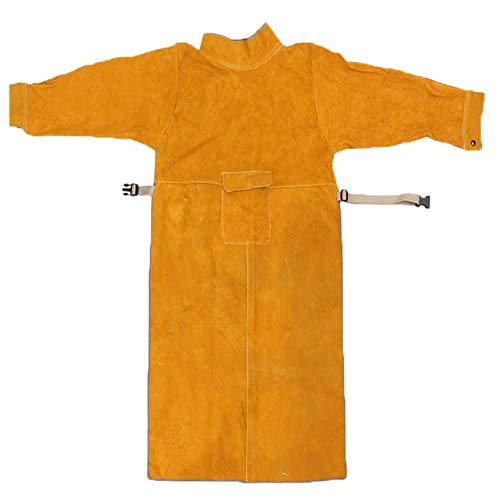 Jewboer Leather Welding Apron Jacket Anti-scald Work Apron Heavy D...