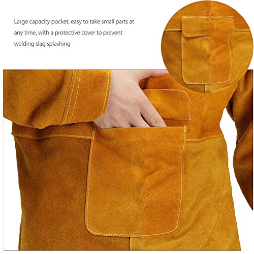 Jewboer Leather Welding Apron Jacket Anti-scald Work Apron Heavy D...