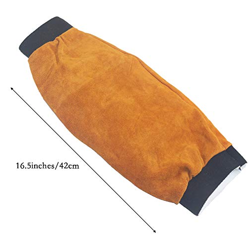 Jewboer Leather Welding Sleeves Heat Flame Resistant Arm Protectio...