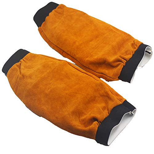 Jewboer Leather Welding Sleeves Heat Flame Resistant Arm Protectio...