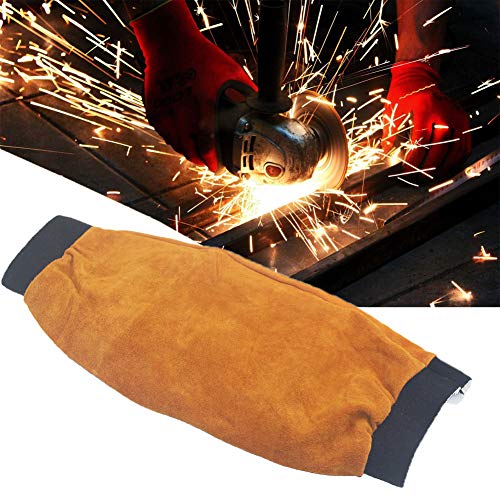 Jewboer Leather Welding Sleeves Heat Flame Resistant Arm Protectio...