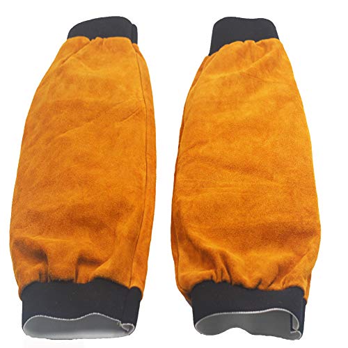 Jewboer Leather Welding Sleeves Heat Flame Resistant Arm Protectio...